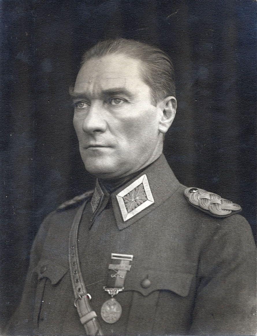 Mustafa Kemal Atatürk in Military Uniform with Medals and Collar Insignia HD phone wallpaper