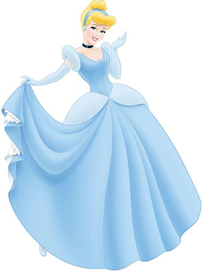 Cinderella in her iconic blue ballgown with golden hair and elegant pose HD phone wallpaper