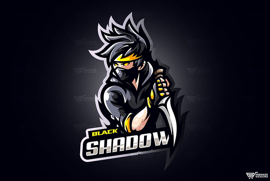 Black Shadow Esports Mascot Logo with Ninja Warrior and Katana Sword HD wallpaper