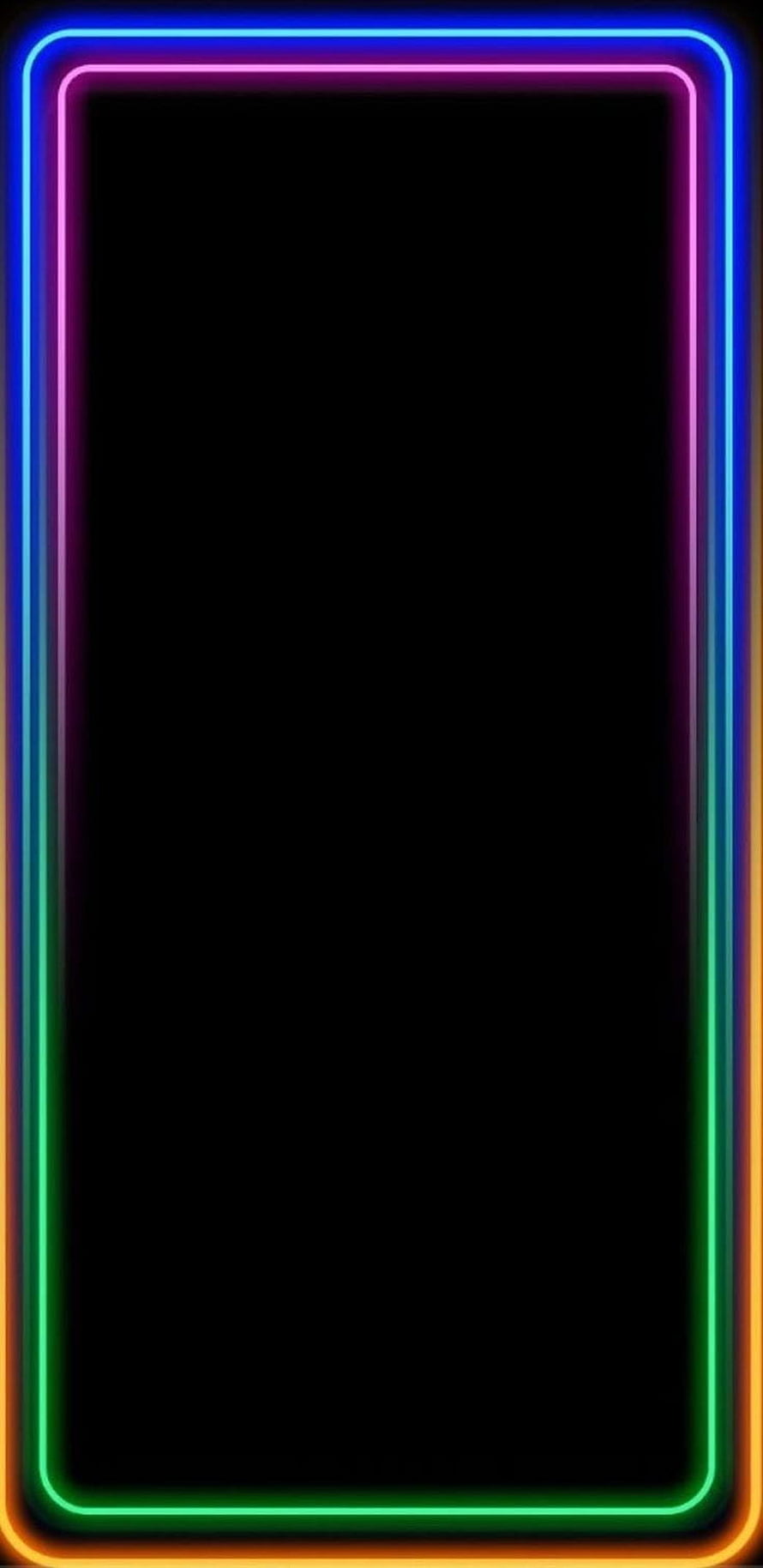 Vibrant Multicolor Neon Glow Border Frame on Black Background HD phone wallpaper