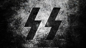 Grungy Black and White SS Emblem on Distressed Metal Texture HD wallpaper