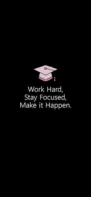 Minimalist Graduation Cap Icon with Motivational Study Quote on Black Background HD phone wallpaper