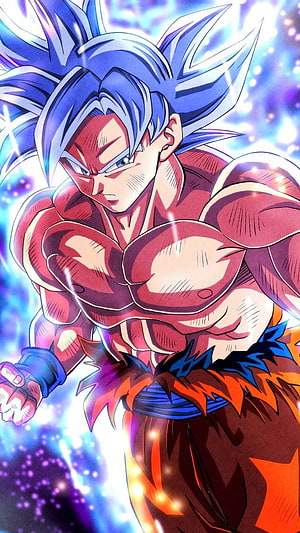 Goku Ultra Instinct Anime Character with Blue Hair and Muscular Build HD phone wallpaper