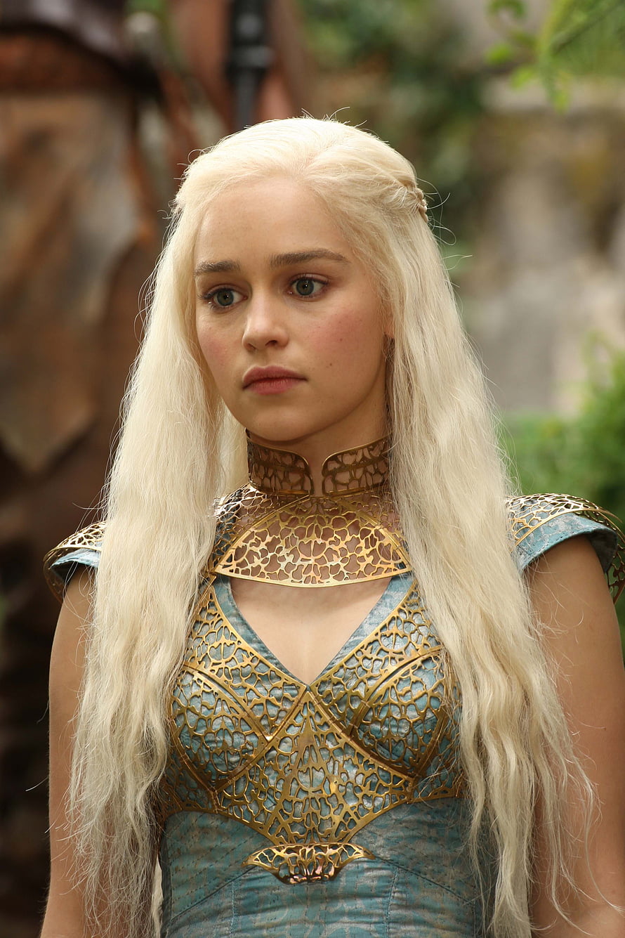 Daenerys Targaryen in ornate gold and teal armor from Game of Thrones HD phone wallpaper