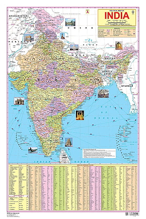 Detailed Political Map of India with State Boundaries and Major Cities HD phone wallpaper