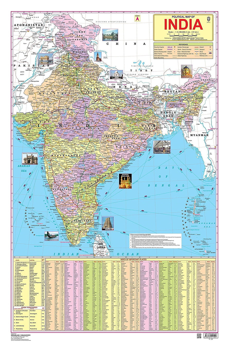 Detailed Political Map of India with State Boundaries and Major Cities HD phone wallpaper