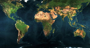 Satellite View of Earth Showing All Continents and Oceans in Natural Color HD wallpaper
