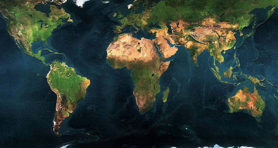 Satellite View of Earth Showing All Continents and Oceans in Natural Color HD wallpaper