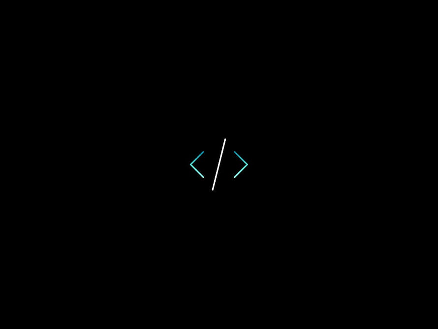 Minimalist Dark Coding Icon with Cyan and White Code Brackets on Black Background HD wallpaper