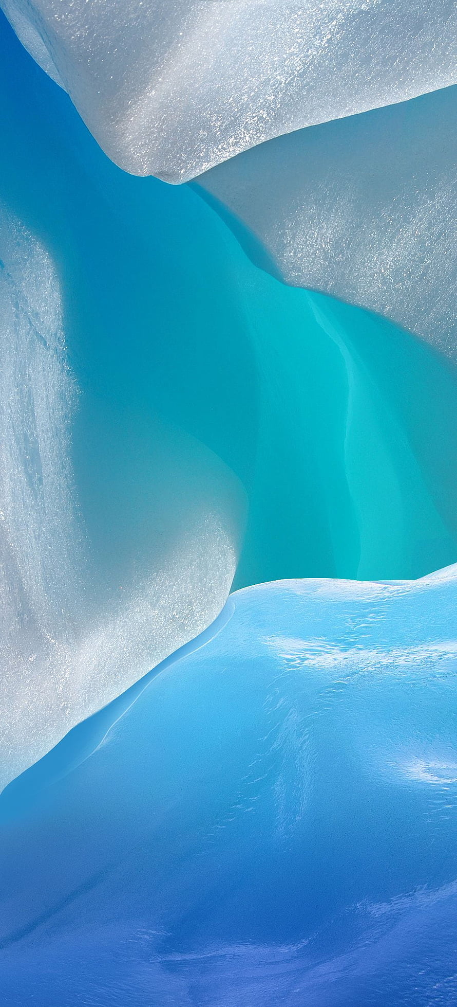 Vivid Blue Ice Cavern Interior with Smooth Frozen Walls and Turquoise Light HD phone wallpaper