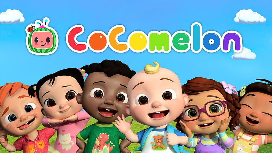 Cocomelon 3D Animated Characters Group Portrait Under Blue Sky HD wallpaper