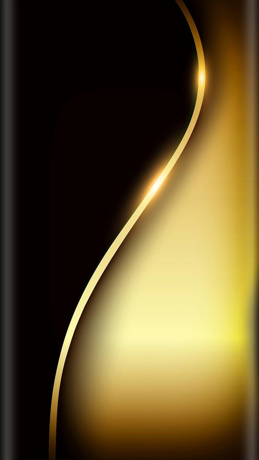 Elegant Black and Gold Abstract Curve with Luminous Gradient Glow HD phone wallpaper