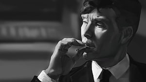 Peaky Blinders Character Smoking Cigarette in Dramatic Black and White Portrait HD wallpaper