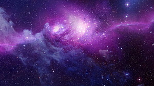 Vibrant Purple Nebula and Star-Scattered Deep Space Galaxy Scene HD wallpaper