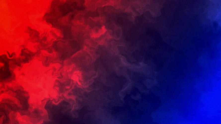 Vibrant red and blue smoke swirls abstract background with dark purple gradient HD wallpaper