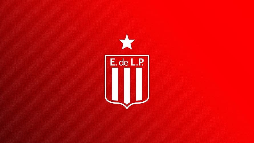Estudiantes de La Plata Club Crest Emblem on Vibrant Red Background HD wallpaper