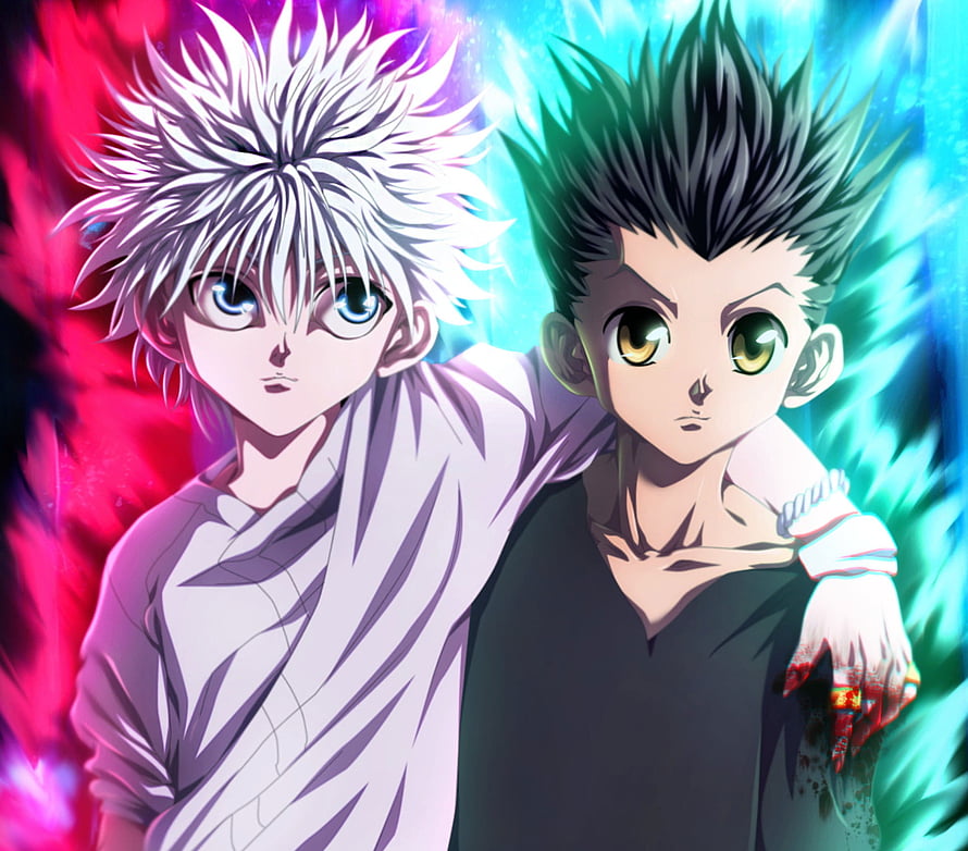 Gon Freecss and Killua Zoldyck from Hunter x Hunter in Vibrant Anime Art HD wallpaper