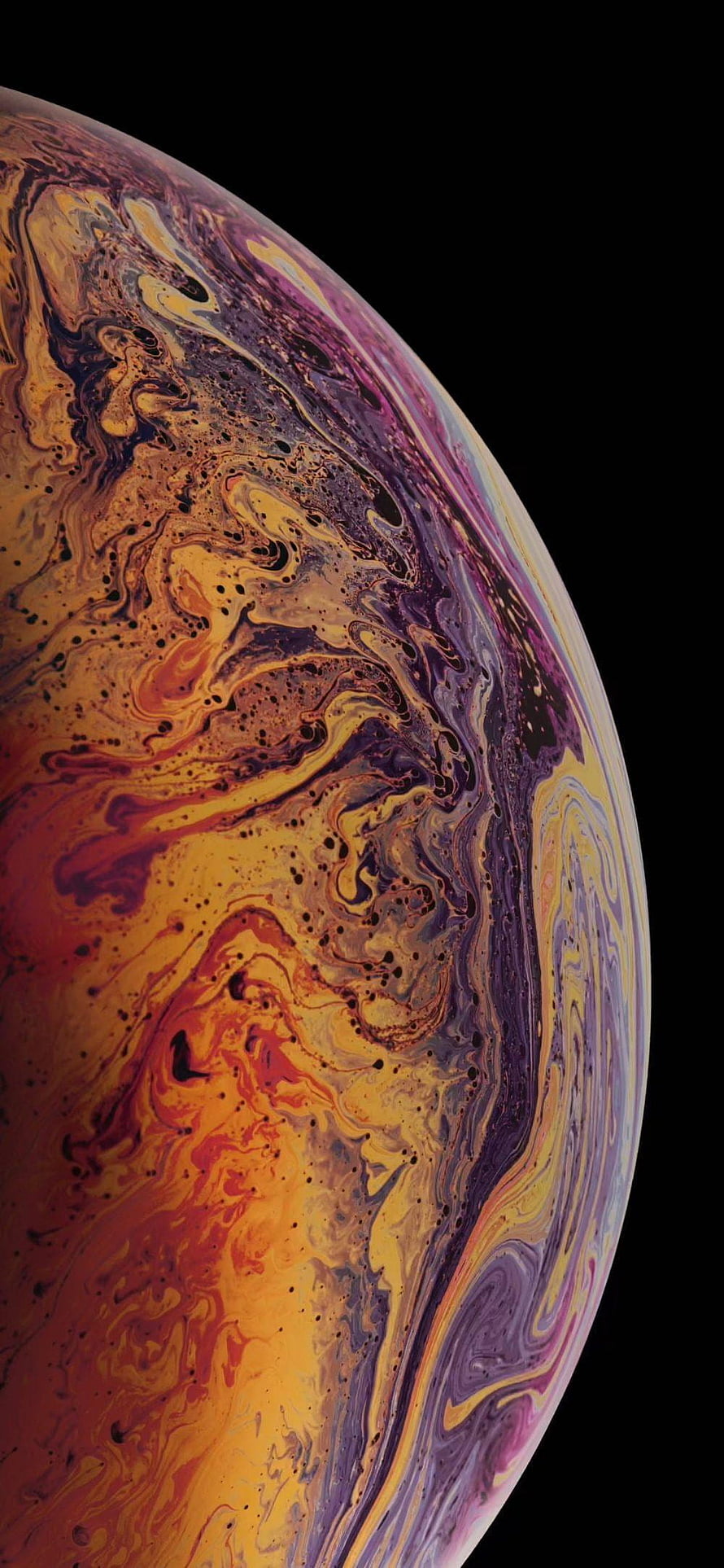Vibrant Swirling Liquid Marble Sphere on Black Background HD phone wallpaper