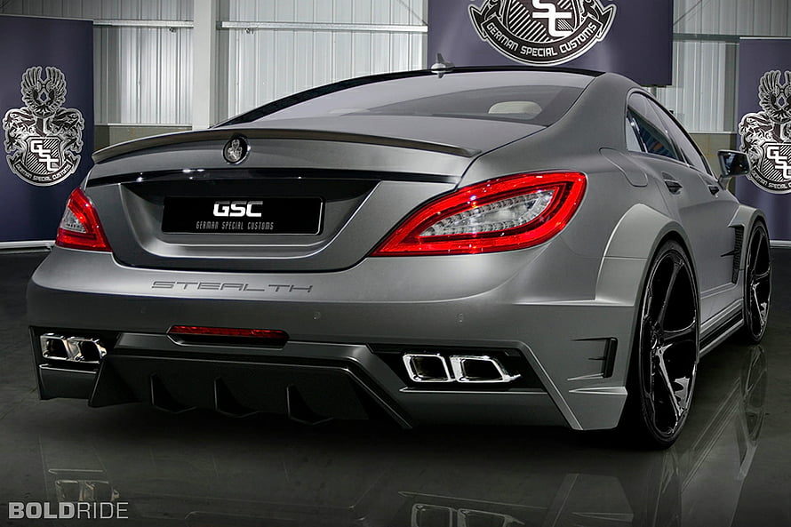 GSC Stealth Mercedes-Benz CLS 63 AMG Rear View in Matte Grey HD wallpaper