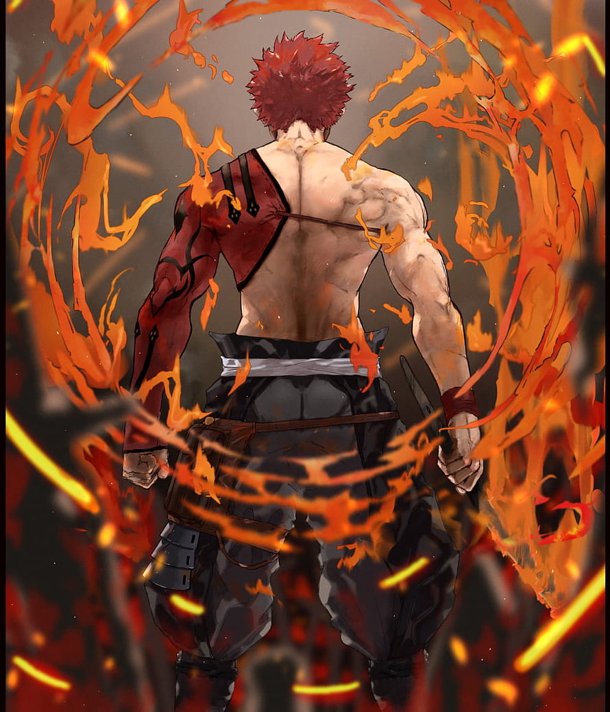 Sengo Muramasa from Fate Grand Order Surrounded by Swirling Flames HD phone wallpaper
