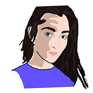 Stylized Digital Portrait of a Young Woman with Long Dark Hair and Blue Top, Dani daniel by JeeDon, danny daniel HD phone wallpaper