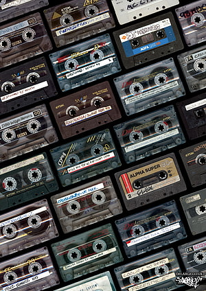 Retro Collection of Vintage Audio Cassettes with Handwritten Hip Hop Mixtape Labels HD phone wallpaper