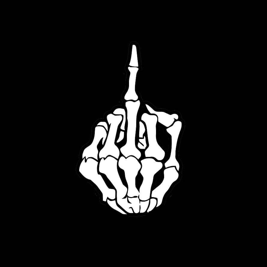 White Skeleton Hand Making Middle Finger Gesture on Black Background HD phone wallpaper