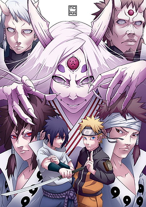 Naruto Otsutsuki Clan Character Lineup with Kaguya Otsutsuki HD phone wallpaper