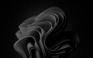Windows 11 Black Abstract 3D Ribbon Flow Dark Minimalist Desktop Background HD wallpaper