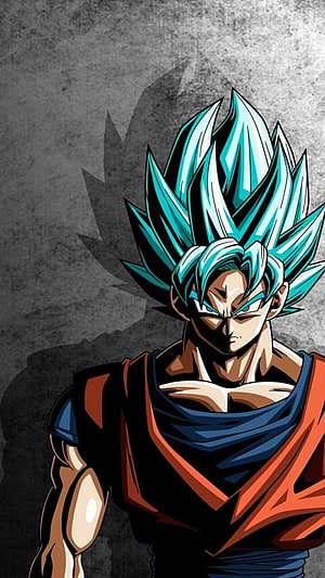 Goku Blue Hair Anime Character Portrait in Dragon Ball Style HD phone wallpaper