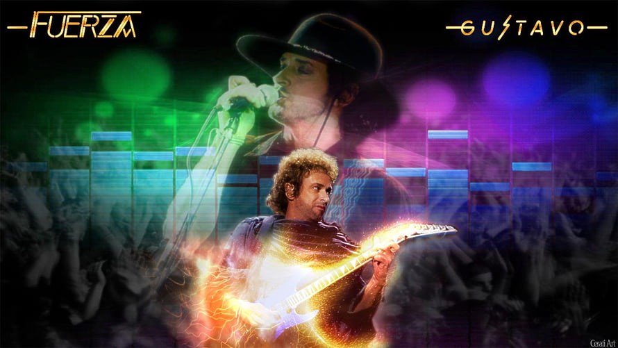 Gustavo Cerati Live Performance Artwork with Electric Guitar and Stage Lights HD wallpaper