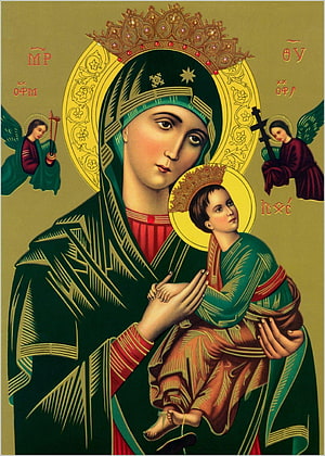 Traditional Orthodox Icon of the Virgin Mary and Child Jesus with Angels HD phone wallpaper