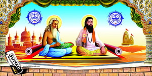 Guru Ravidass and Valmiki Ji Meditating in a Sacred Indian Temple Setting HD wallpaper