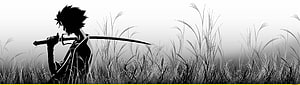 Anime Silhouette of a Swordsman in Misty Grass Field, w/, anime banner HD wallpaper