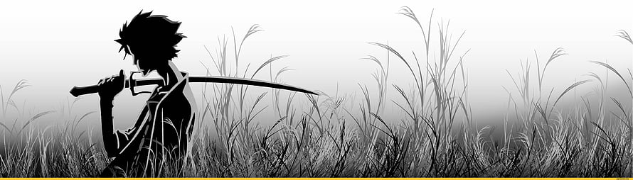 Anime Silhouette of a Swordsman in Misty Grass Field HD wallpaper