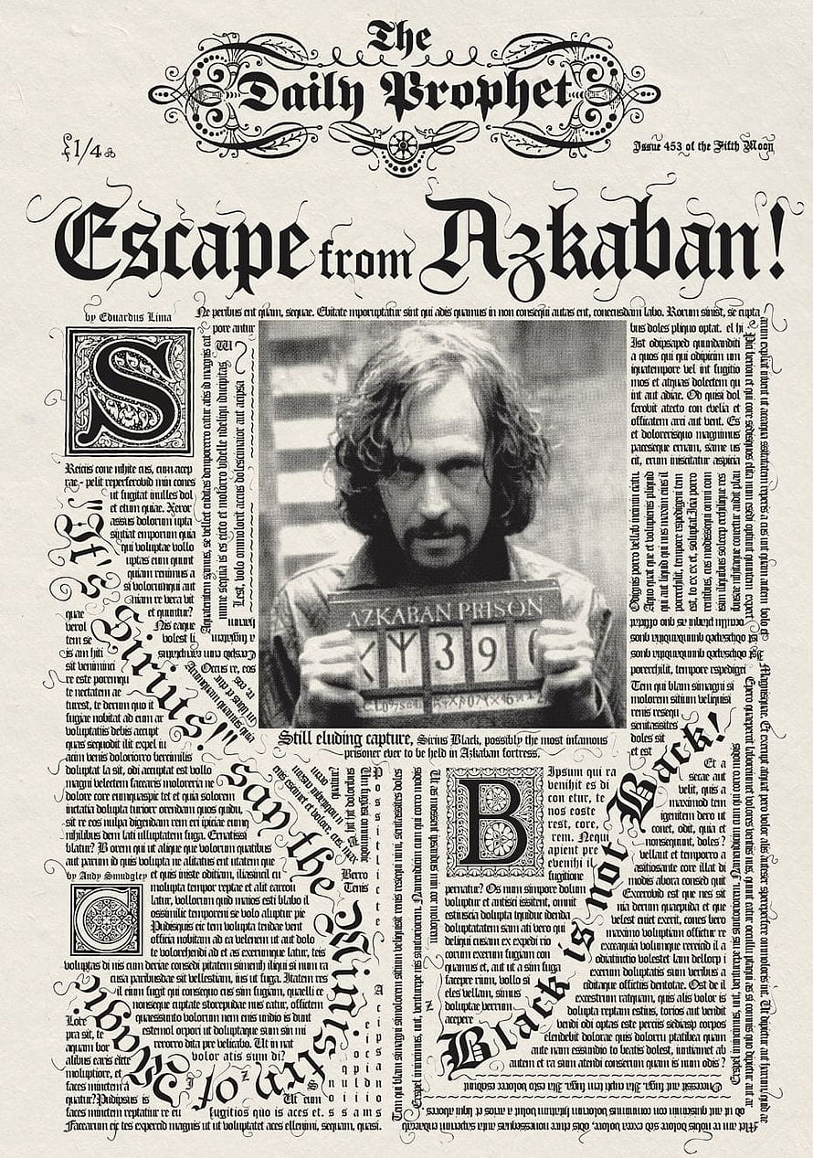 Harry Potter Daily Prophet Newspaper Page Featuring Sirius Black Escape from Azkaban HD phone wallpaper