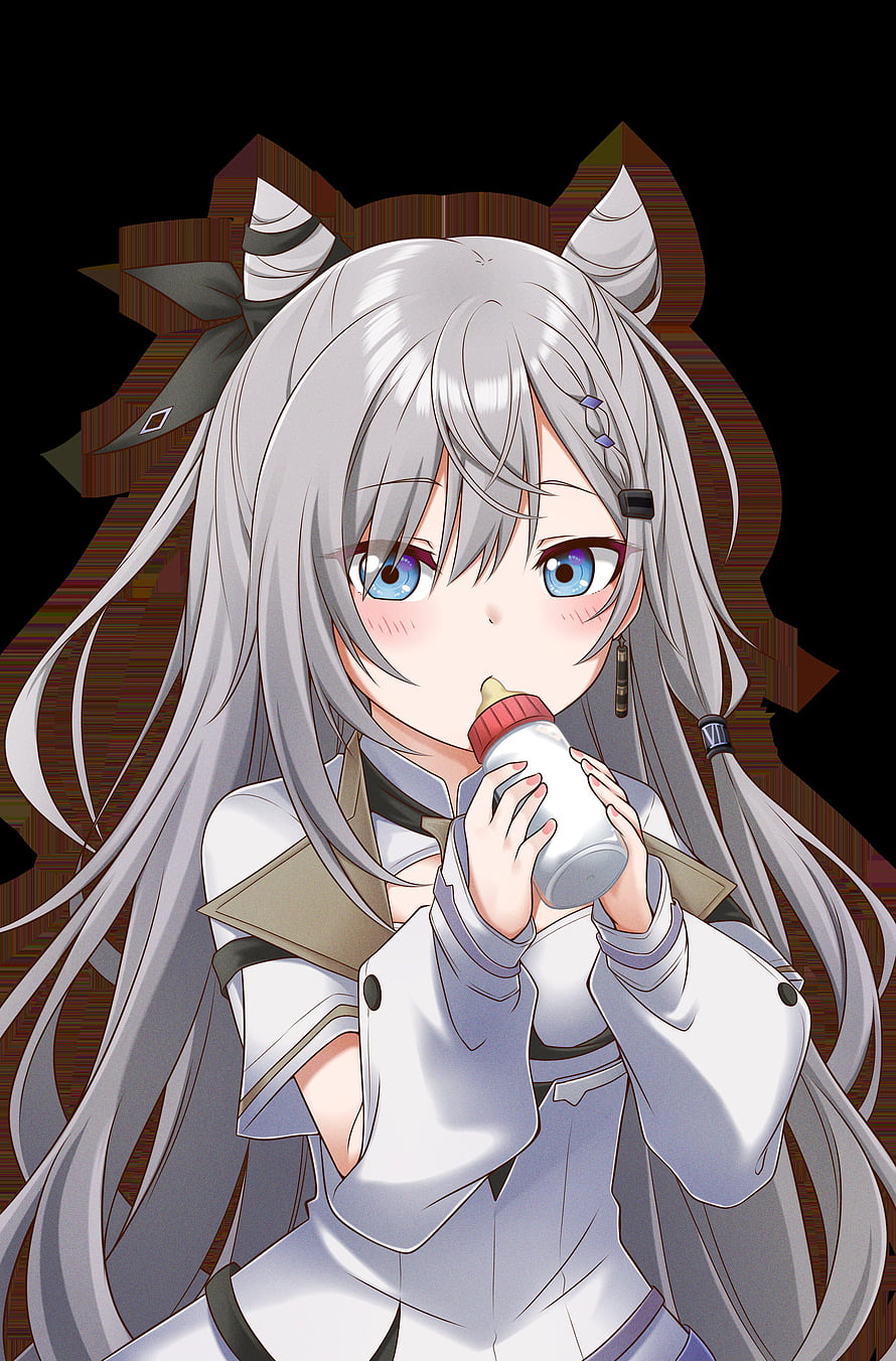 Vestia Zeta Anime Character Drinking From A Baby Bottle In White Uniform HD phone wallpaper