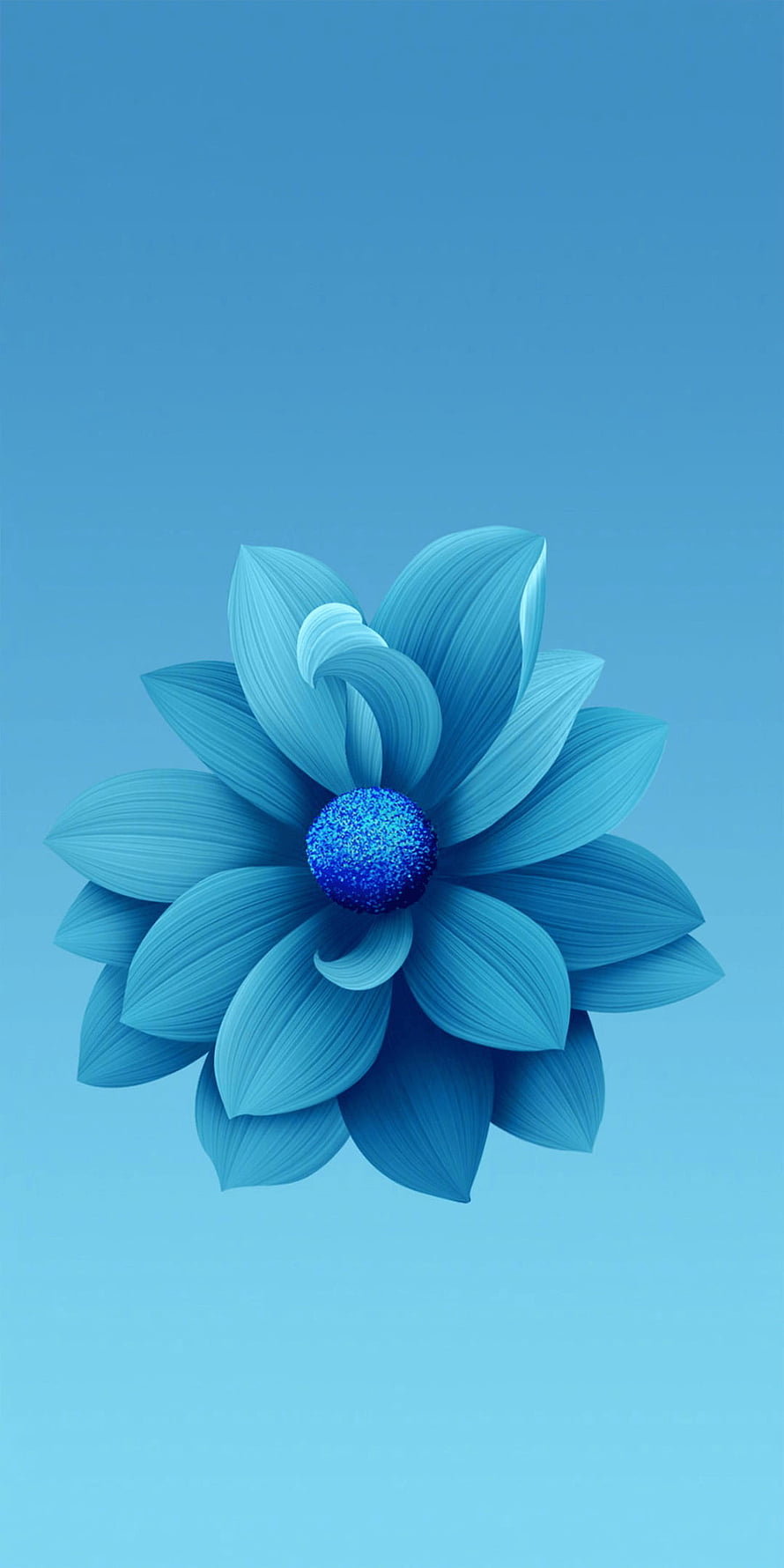 Elegant Blue Lotus Flower with Glittering Center on Gradient Background HD phone wallpaper