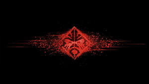 HP Omen Glitch Art Logo with Red Particle Effects on Black Background HD wallpaper