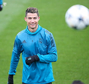 Cristiano Ronaldo in Real Madrid Training Kit on the Pitch HD wallpaper