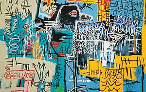 Jean-Michel Basquiat Abstract Expressionist Painting With Graffiti Text And Bold Color Blocks HD wallpaper