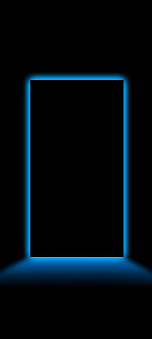 Minimalist AMOLED Black Wallpaper with Glowing Blue Neon Border Frame HD phone wallpaper