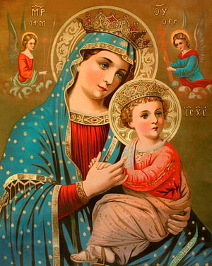 Orthodox Icon of the Virgin Mary and Christ Child with Angels HD phone wallpaper
