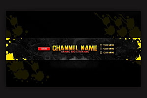 Gaming and Streaming YouTube Banner Template with Black and Yellow Splatter Design HD wallpaper