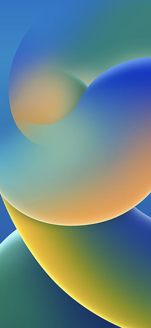 iOS 16 Default Wallpaper with Soft Gradient Waves in Blue, Teal, and Warm Yellow Tones HD phone wallpaper