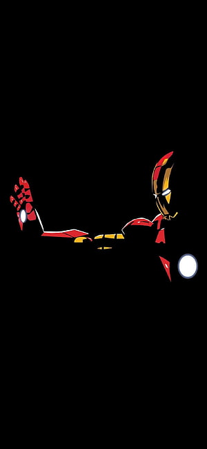 Iron Man Minimalist AMOLED Artwork with Glowing Repulsors on Black Background HD phone wallpaper