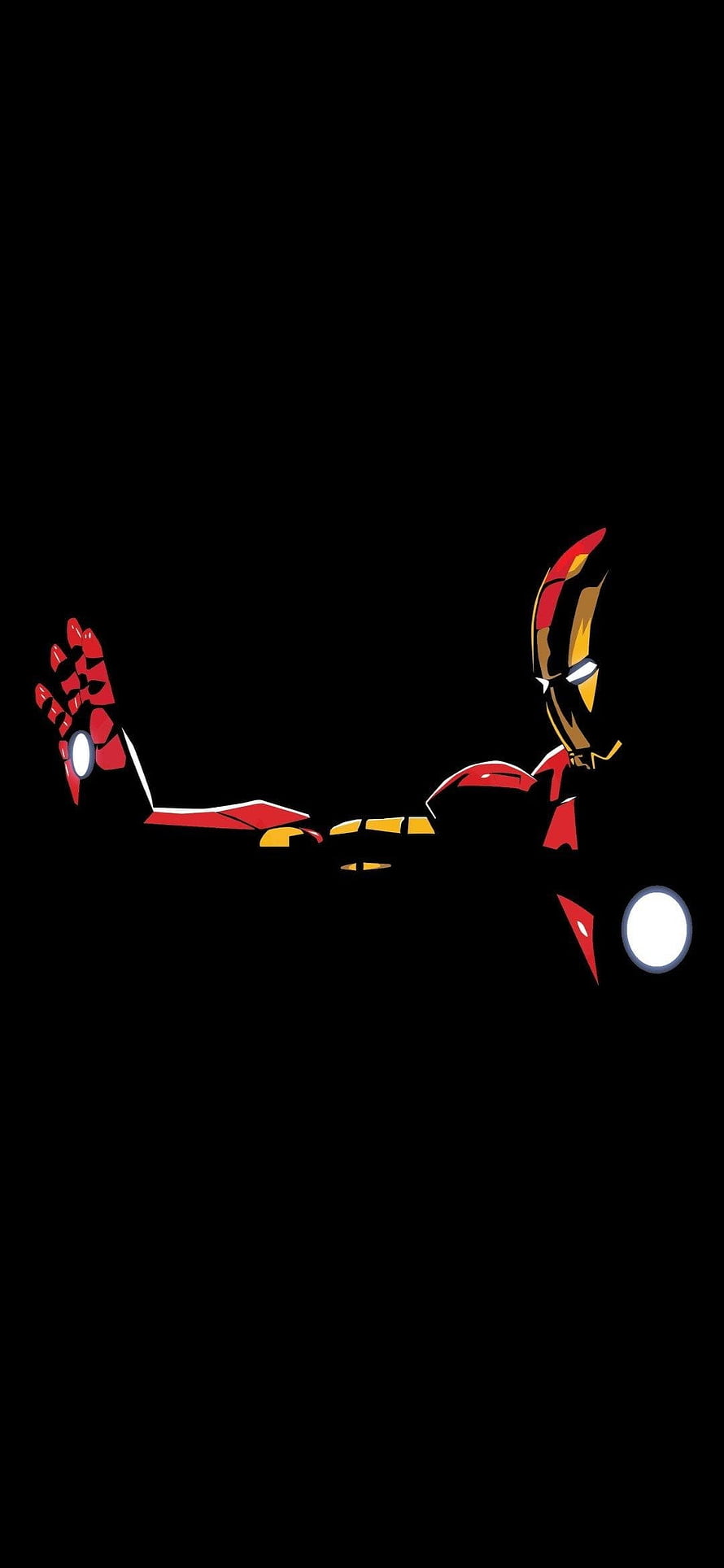 Iron Man Minimalist AMOLED Artwork with Glowing Repulsors on Black Background HD phone wallpaper