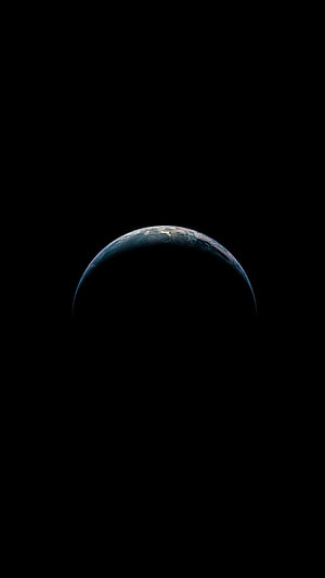 Minimalist Earth Horizon Against Deep Black Space Background HD phone wallpaper