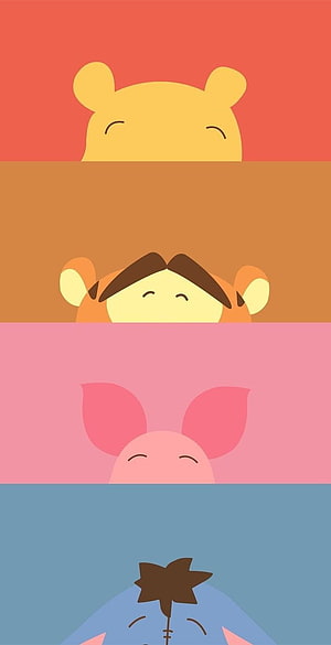 Winnie the Pooh Hundred Acre Friends Minimalist Flat Design Wallpaper HD phone wallpaper