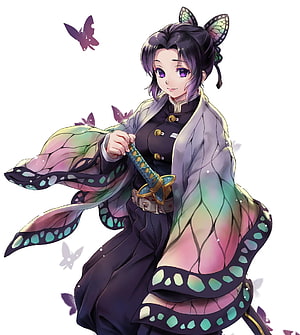 Shinobu Kocho Butterfly Hashira from Demon Slayer in Insect Patterned Haori HD phone wallpaper